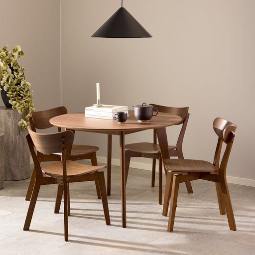 Roxby Round Dining Table in Walnut 105x76cm Included 4 Roxby Dining Chairs in Walnut – image 1