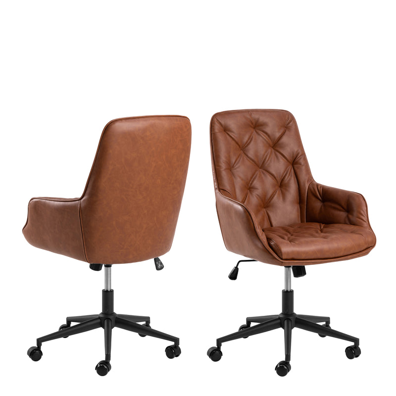 Erik Gas Lift Desk Chair PU – Brandy – image 1