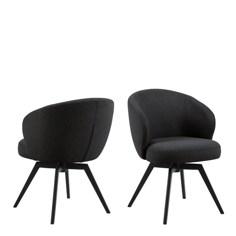 Darlene Dining Chair with Armrest and Swivel Function – Black – image 1