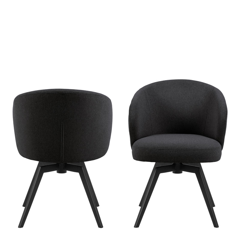 Darlene Dining Chair with Armrest and Swivel Function – Black – image 2