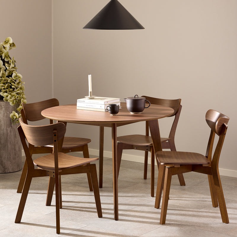 Roxby Round Dining Table in Walnut 120x76cm Included 4 Roxby Dining Chairs in Walnut – image 1