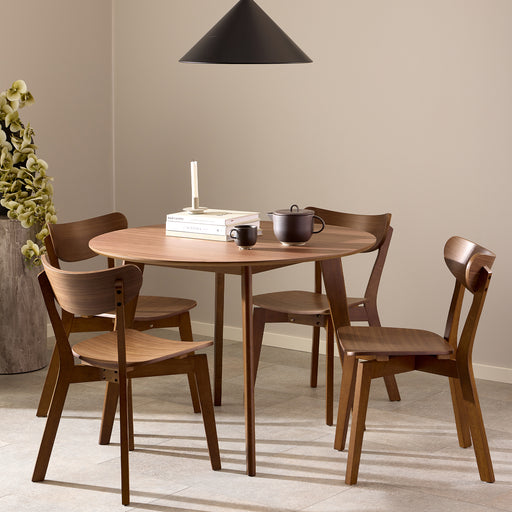 Roxby Round Dining Table in Walnut 120x76cm Included 4 Roxby Dining Chairs in Walnut – image 1