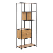Seaford Tall Wild Oak Metal 2 Drawer Bookcase With 4 Shelves – image 1