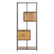 Seaford Tall Wild Oak Metal 2 Drawer Bookcase With 4 Shelves – image 2