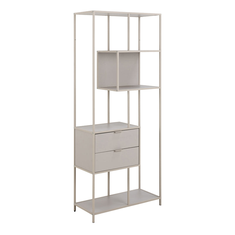 Seaford Tall Grey Metal 2 Drawer Bookcase with 4 Shelves – image 1
