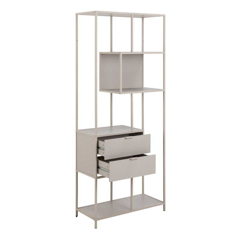 Seaford Tall Grey Metal 2 Drawer Bookcase with 4 Shelves – image 4