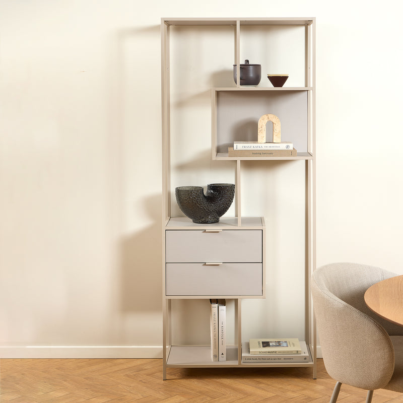 Seaford Tall Grey Metal 2 Drawer Bookcase with 4 Shelves – image 5