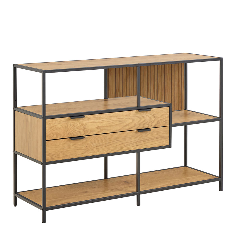 Seaford Wide Oak Metal Bookcase 2 Drawers and 3 Shelves in Matt Wild Oak – image 5