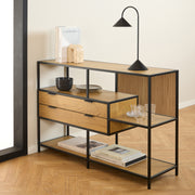 Seaford Wide Oak Metal Bookcase 2 Drawers and 3 Shelves in Matt Wild Oak – image 7
