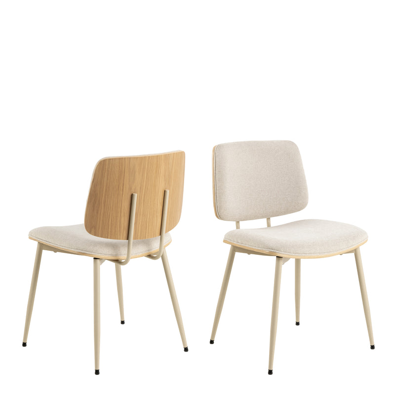 Owen Dining Chair in Apia Fabric Beige Set of 2 – image 1