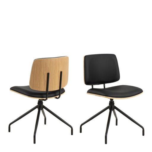 Owen Swivel Dining Chairs in Matt Black Set of 2 – image 1