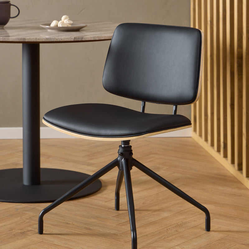 Owen Swivel Dining Chairs in Matt Black Set of 2 – image 5
