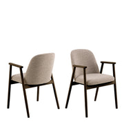 Leo Dining Chairs With Armrest in Monza Fabric Beige Set of 2 – image 1