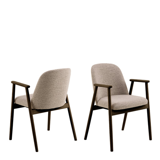 Leo Dining Chairs With Armrest in Monza Fabric Beige Set of 2 – image 1