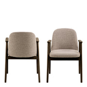 Leo Dining Chairs With Armrest in Monza Fabric Beige Set of 2 – image 2