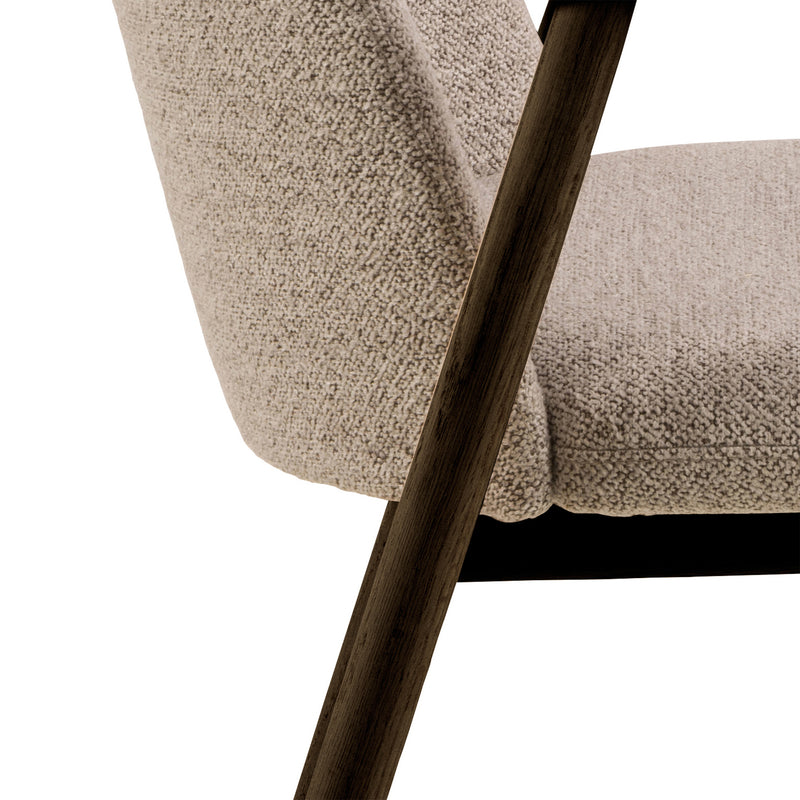 Leo Dining Chairs With Armrest in Monza Fabric Beige Set of 2 – image 8