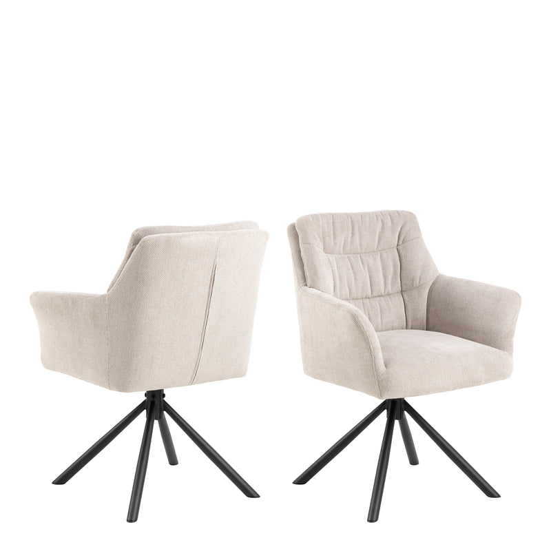 Alonso Swivel Cream Dining Chair with Armrest Set of 2 – image 1
