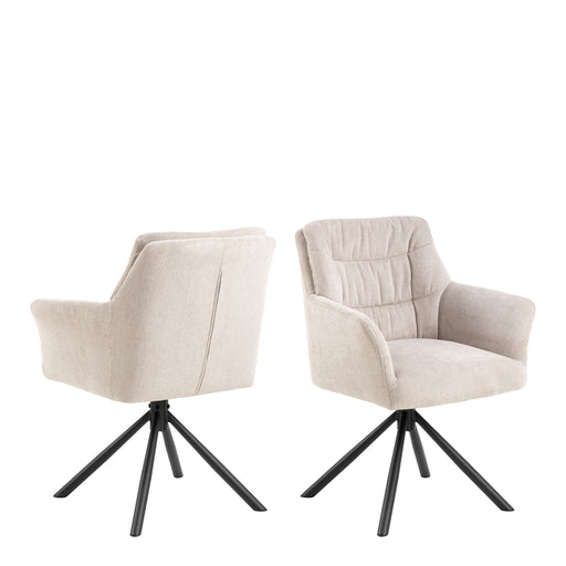Alonso Swivel Cream Dining Chair with Armrest Set of 2 – image 1