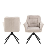 Alonso Swivel Cream Dining Chair with Armrest Set of 2 – image 2