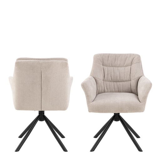 Alonso Swivel Cream Dining Chair with Armrest Set of 2 – image 2