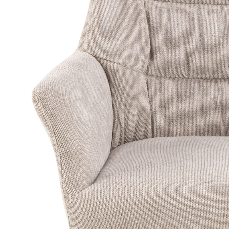 Alonso Swivel Cream Dining Chair with Armrest Set of 2 – image 7
