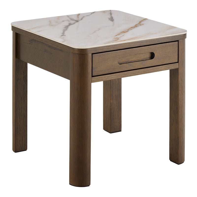 Southampton Square Side Table 1 Drawer in Cream Ceramic – image 1