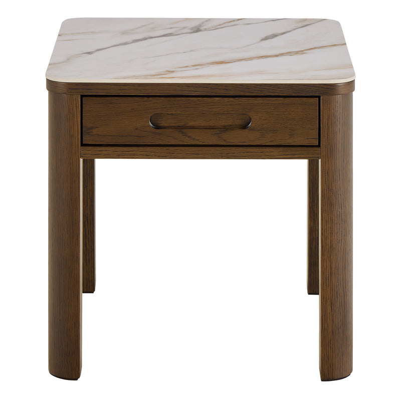 Southampton Square Side Table 1 Drawer in Cream Ceramic – image 2
