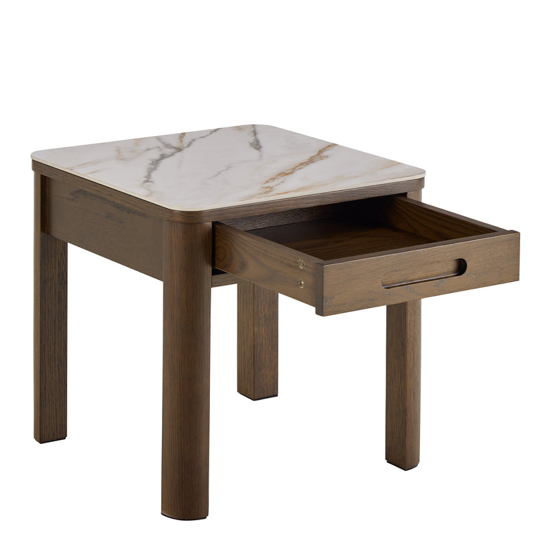 Southampton Square Side Table 1 Drawer in Cream Ceramic – image 4