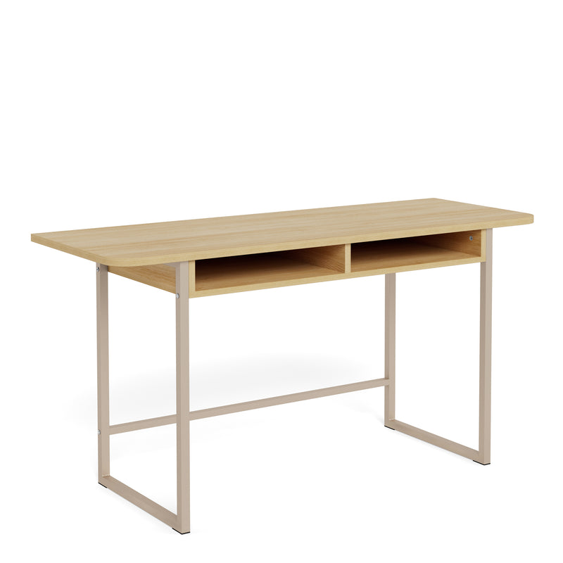 Darlington Console Table With 2 Open Shelves and Oak Top – image 1