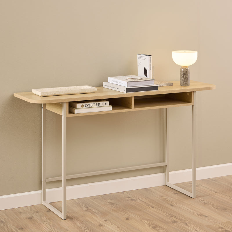 Darlington Console Table With 2 Open Shelves and Oak Top – image 5