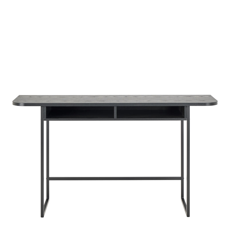 Darlington Console Table With Open Shelf and Oak Top in Black – image 2