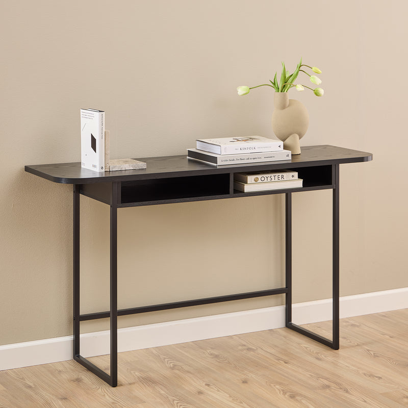 Darlington Console Table With Open Shelf and Oak Top in Black – image 4