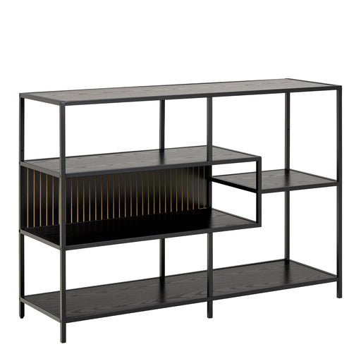 Seaford Wide Ash Black Metal Bookcase With 4 Black Ash Shelves – image 1