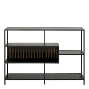 Seaford Wide Ash Black Metal Bookcase With 4 Black Ash Shelves – image 2