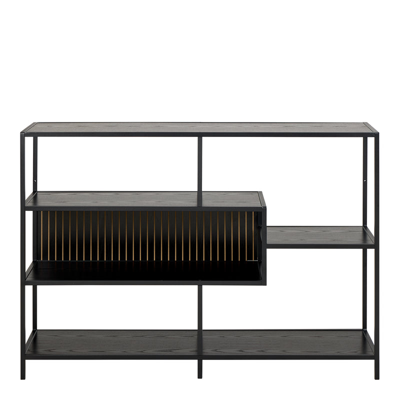 Seaford Wide Ash Black Metal Bookcase With 4 Black Ash Shelves – image 2