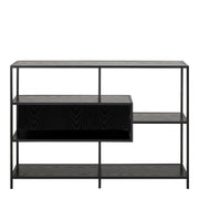 Seaford Wide Ash Black Metal Bookcase With 4 Black Ash Shelves – image 4