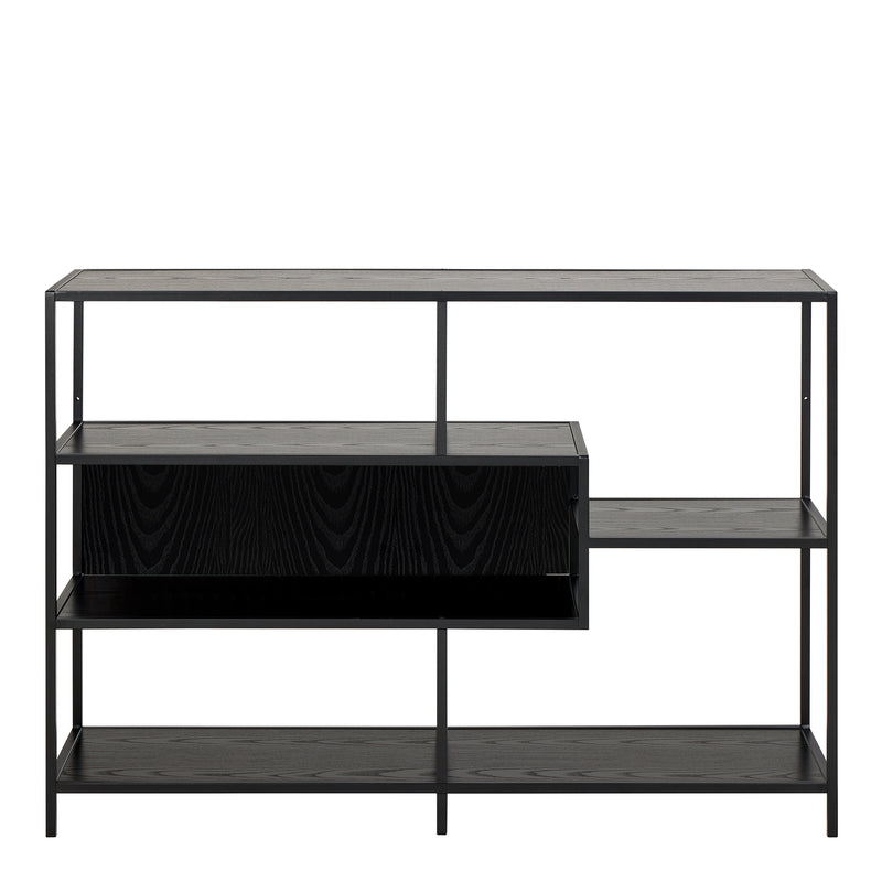 Seaford Wide Ash Black Metal Bookcase With 4 Black Ash Shelves – image 4