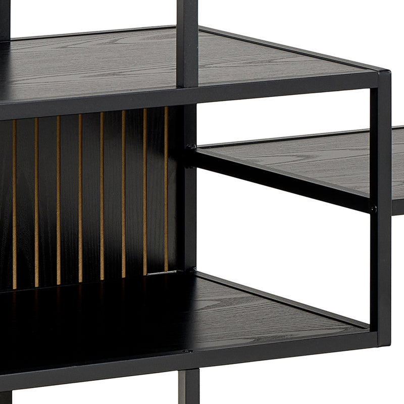 Seaford Wide Ash Black Metal Bookcase With 4 Black Ash Shelves – image 7