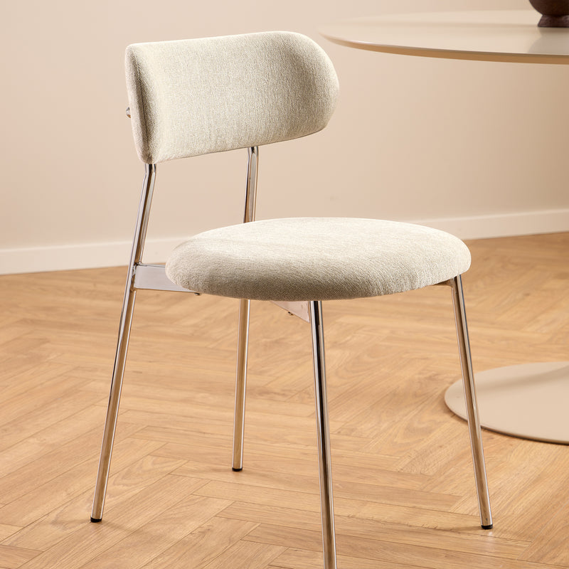 Lyric Dining Chair in Sand Fabric & Chrome Base (Set of 2) – image 6