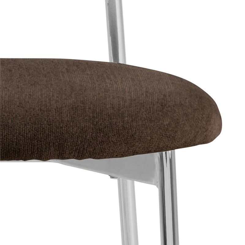Lyric Dining Chair in Brown Fabric & Chrome Base (Set of 2) – image 11