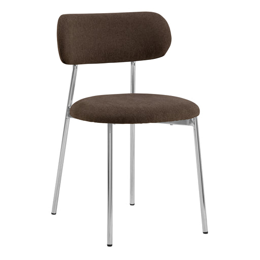 Lyric Dining Chair in Brown Fabric & Chrome Base (Set of 2) – image 1