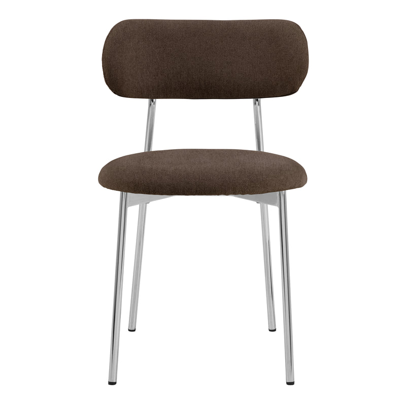 Lyric Dining Chair in Brown Fabric & Chrome Base (Set of 2) – image 2