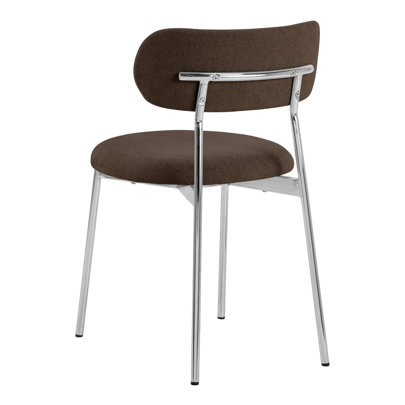 Lyric Dining Chair in Brown Fabric & Chrome Base (Set of 2) – image 4