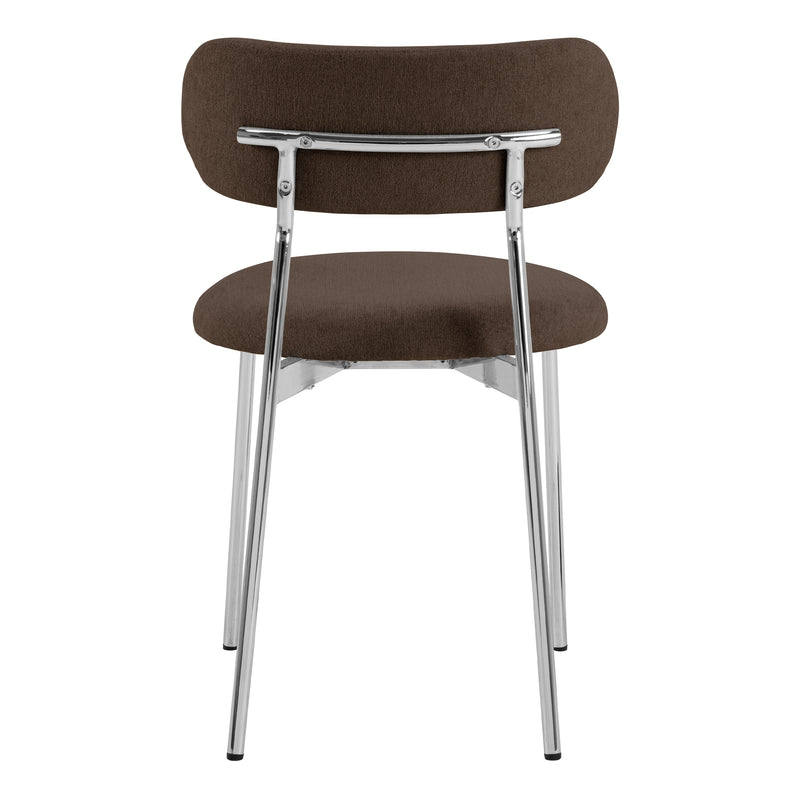 Lyric Dining Chair in Brown Fabric & Chrome Base (Set of 2) – image 5