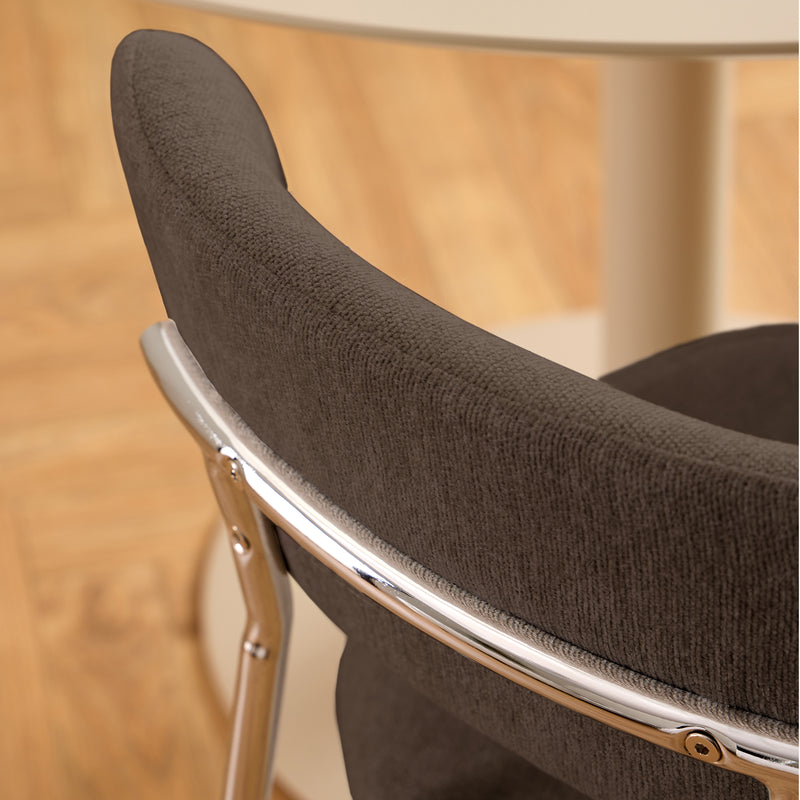 Lyric Dining Chair in Brown Fabric & Chrome Base (Set of 2) – image 8