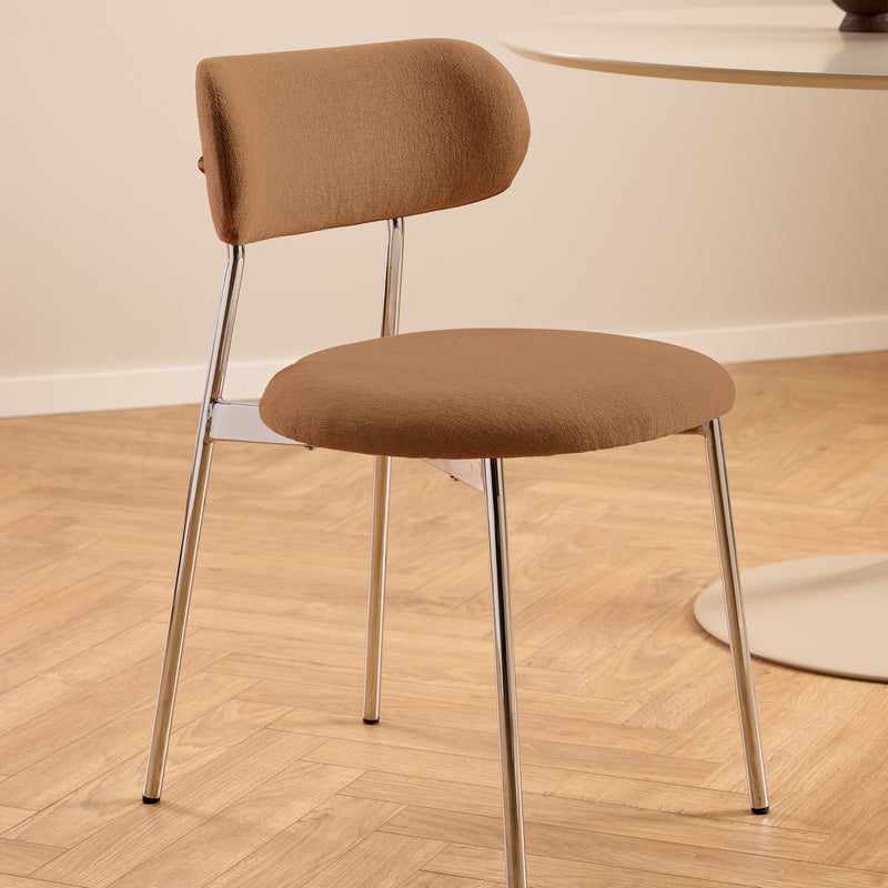Lyric Dining Chair in Terracotta Fabric & Chrome Base (Set of 2) – image 6