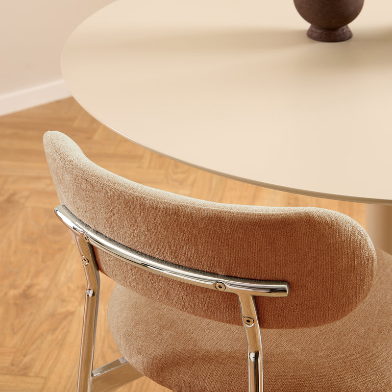 Lyric Dining Chair in Terracotta Fabric & Chrome Base (Set of 2) – image 8