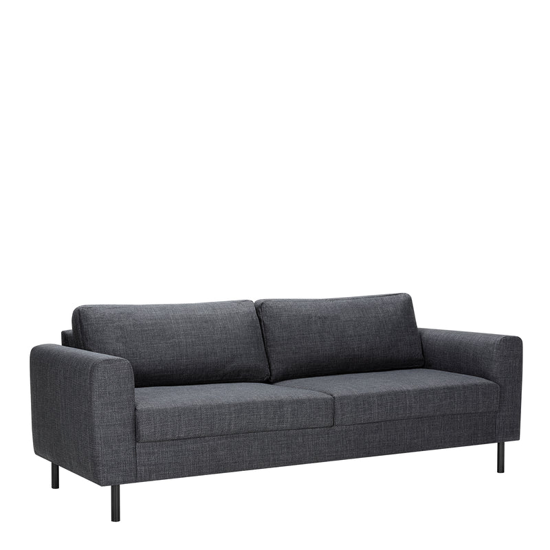 Omaha 3-Seater Sofa Dark 19 Fabric, Base Steel – Grey – image 1