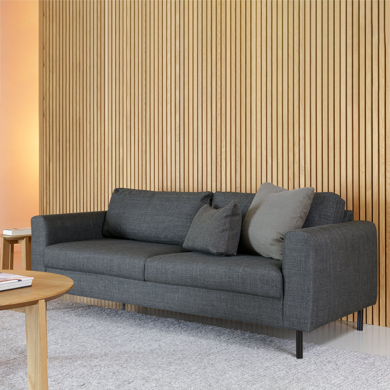 Omaha 3-Seater Sofa Dark 19 Fabric, Base Steel – Grey – image 6