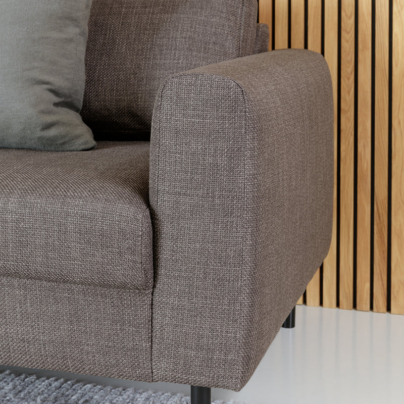 Omaha 3-Seater Sofa Dark 19 Fabric, Base Steel – Brown – image 8